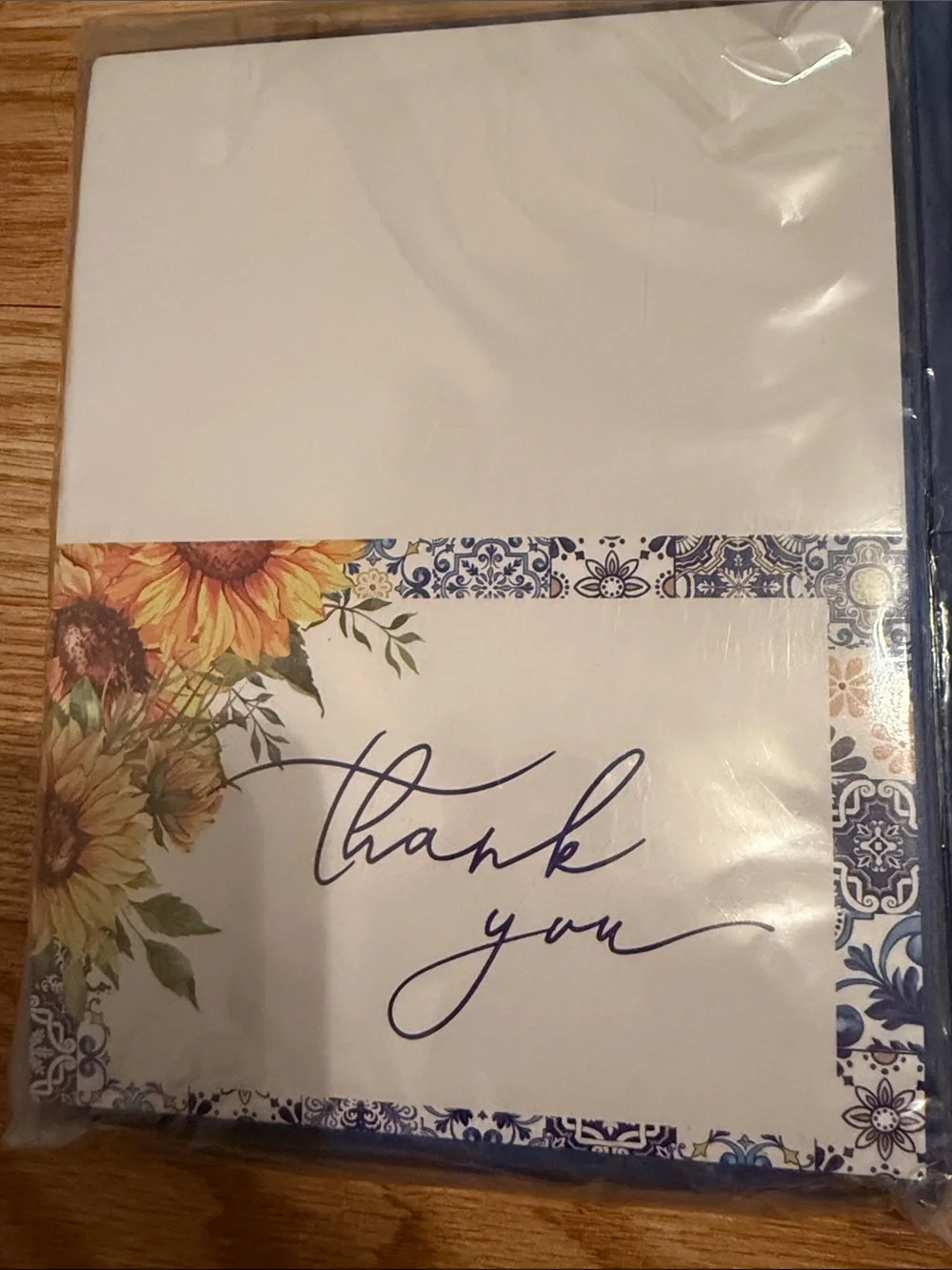 Sunflower 'Thank You' Notecards with Blue Border 48 total